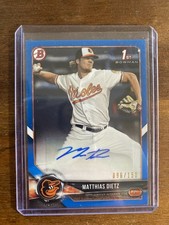 2018 1st Bowman Matthias Dietz Blue Refractor 96/150 Baltimore Orioles