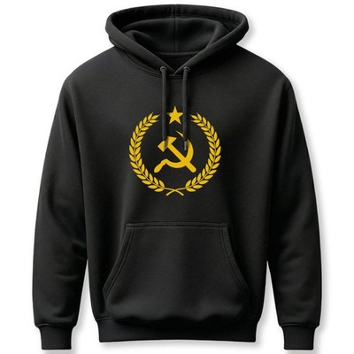 Hammer & Sickle Laurel Wreath Hoodie | Communist USSR Socialist Gold Pullover