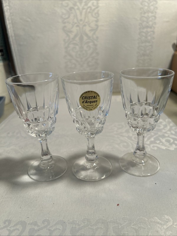 Set of 3 Vintage Cristal D'Arques-France Stemmed Wine Glasses 5.5 Inch 24% Lead
