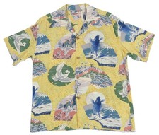 SUN SURF Lot No. SS39614 RAYON HAWAIIAN SHIRT JAPANESE QUAINT DESIGN XL