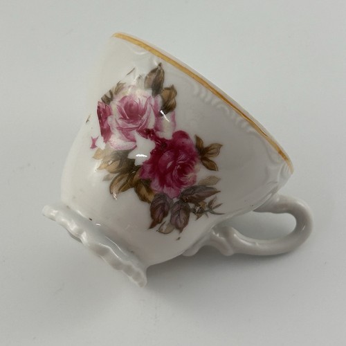 Ancienne tasse Demitasse UNIQUEMENT Japon roses roses peintes à la main remplacement LIRE - Photo 8/13