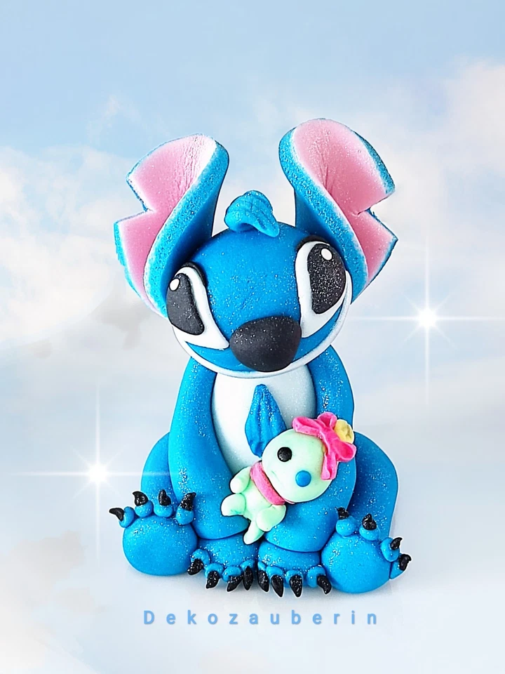 Stitch Engel inspiriert Figuren Deko Tortendeko Geburtstag Cake Topper Fondant - Bild 4 von 4