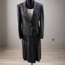 2-pc Set JH Collectibles Gray 100 Pure Wool Tailored Skirt Blazer Suit