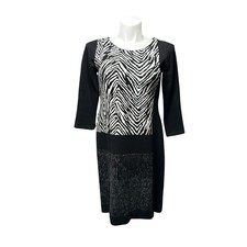 New Direction Women’s Large Dress Black 3/4 Sleeve War Cozy Sweater Knee Length