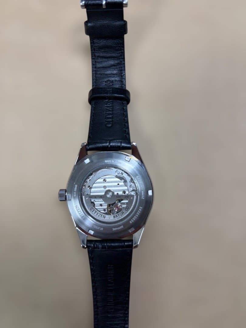 Citizen NH9111 11B Mechanical Watch Timepiece Silver Black Leather image 2