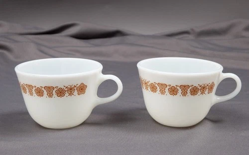 Vintage Corning Corelle Butterfly Gold Coffee Tea Mugs Cups - Set of 2