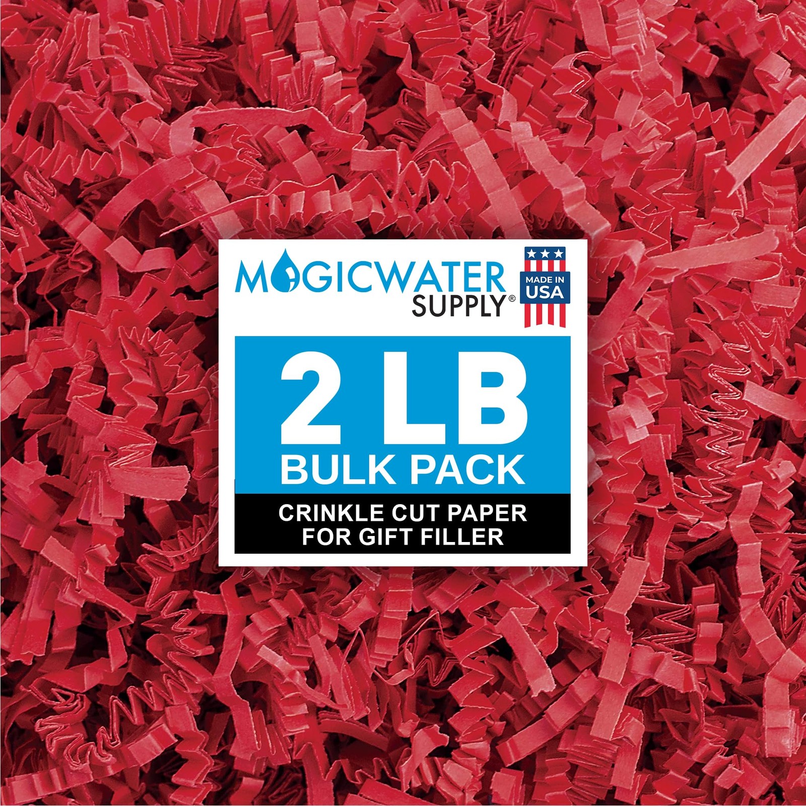 MagicWater Crinkle Cut Paper for Gift Baskets - 2LB - Red - 