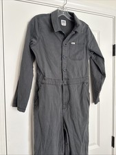 VTG Lee Workwear Coveralls SMALL Gray Long Sleeve Boilersuit Mechanics
