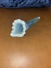 Fenton Horn For Epergne - Opalescent Blue Aqua Hobnail 6"