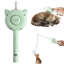 Jaxbo Cat Brush Toy，5-in-1 Interactive Toys Retractable Cat-Teasing Green 