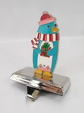 Penguin with gift Christmas Stocking Holder Holiday Hanger Wondershop Blue
