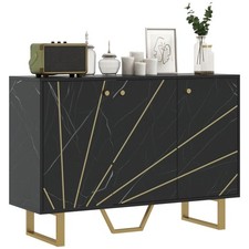 HOMCOM Sideboard Storage Cupboard with Metal Legs for Living Room, Black