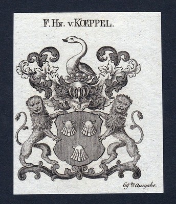 1820 Koeppel Köppel Wappen Adel coat of arms Heraldik Kupferstich engraving
