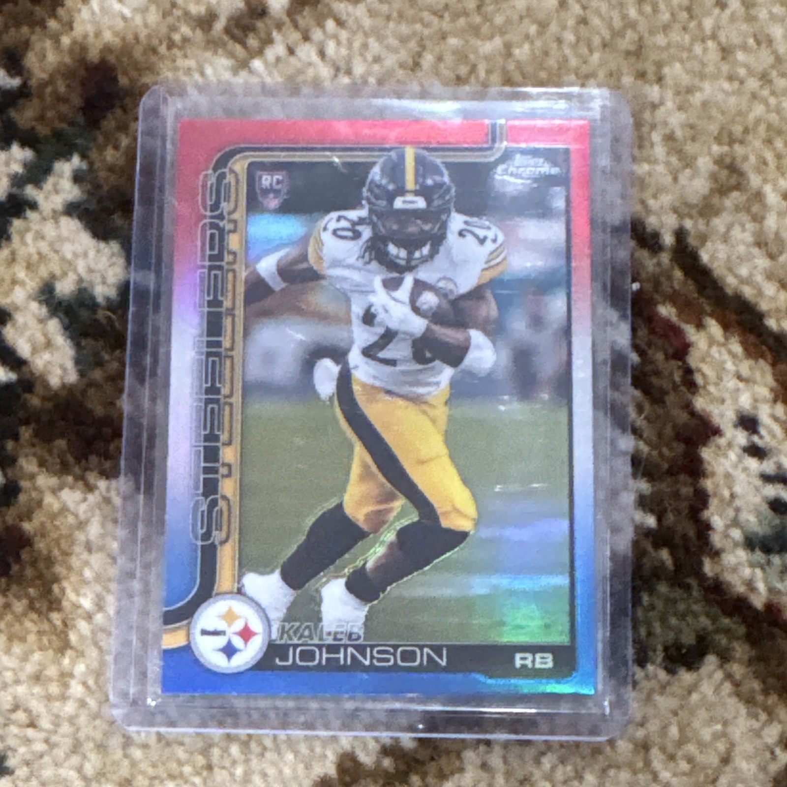 Kaleb Johnson Topps Chrome #323 Red/White/Blue Refractor