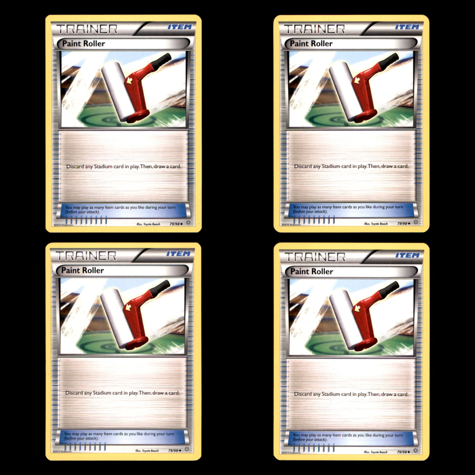 4x Paint Roller 79/98 XY Ancient Origins 2015 Pokemon Cards Playset Play Set TCG