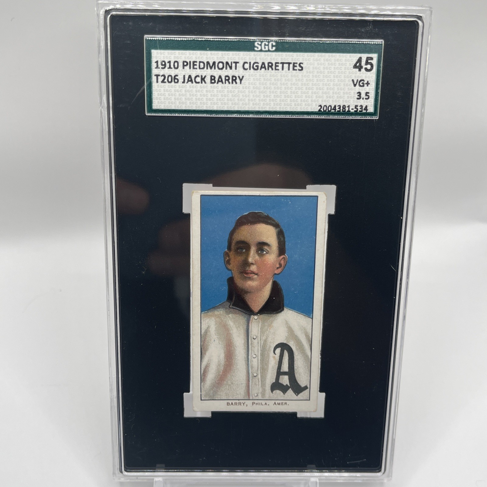 1909-11 T206 Piedmont Cigarettes Baseball Jack Barry SGC 5