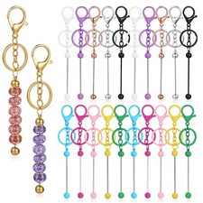 22 Pcs Beadable Keychains Bars, Multicolor Blank Beaded Metal Keychain Making...