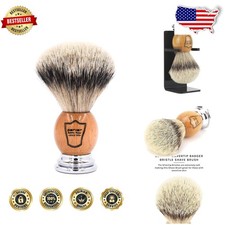 Parker 22mm Silvertip Badger Brush - Olivewood Handle, Rich Lather, Gift Box
