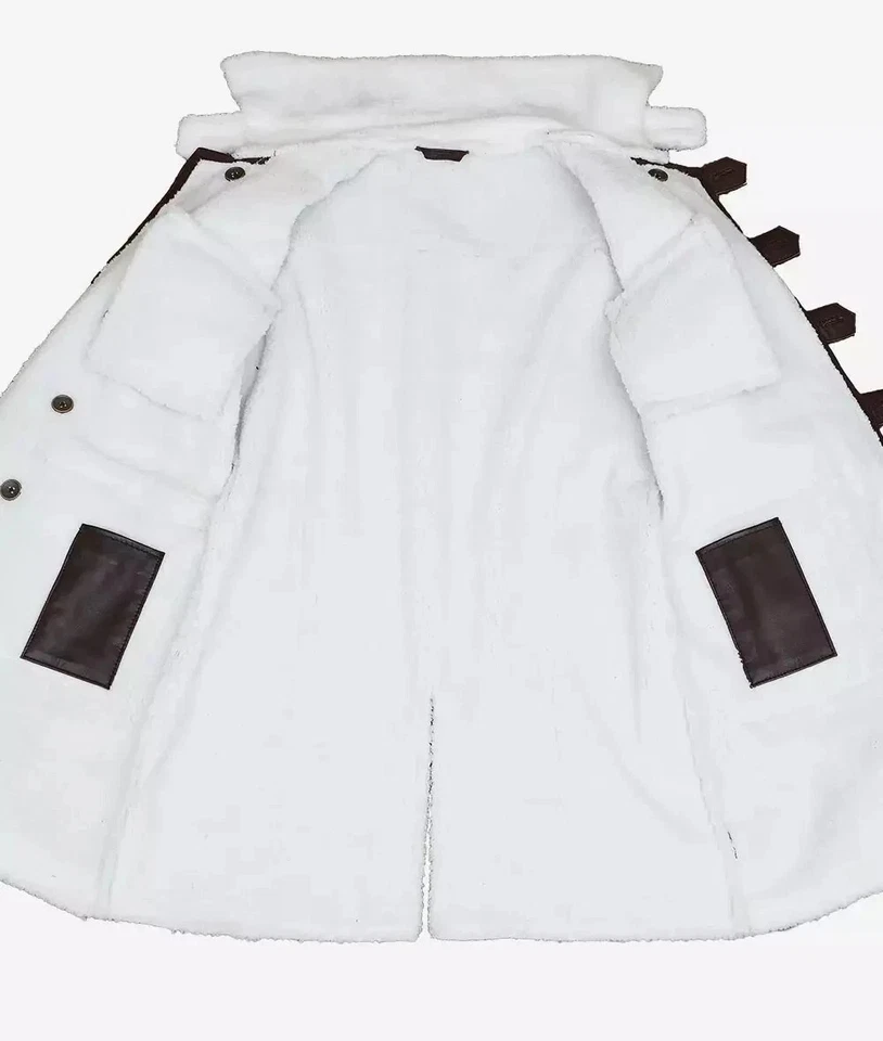 Casaco de Couro Masculino Marrom Bane Sherpa - Casaco de Inverno Sueco TAMANHO MÉDIO - Imagem 2 de 3