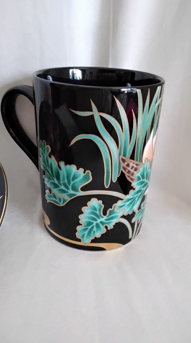 フィッツ&フロイド 『Mandarin Marsh』　中皿　皿立て付き Fitz and Floyd Vintage Mandarin Marsh Porcelain Cup & Salad Plate