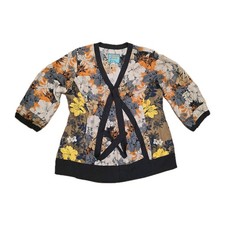 Johnny Was Kimono Blouse Floral Print Cover up Front-tie Women's Size Small