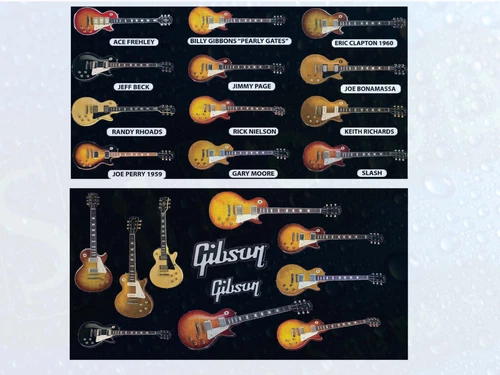 Gibson Gold Guitar Dream List Rock & Roll Celebrity GOAT Guitarists 2 pack 9x14