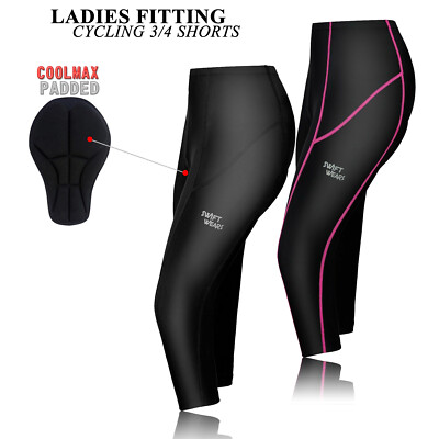 Women Cycling 3/4 Shorts Padded Ladies Leggings Cool Max Anti Bac