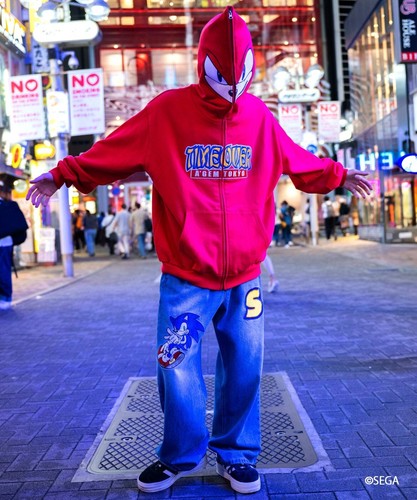 Sega Sonic the Hedgehog Knuckles the Echidna Shark Zip Hoodie Face Cosplay - Picture 4 of 5
