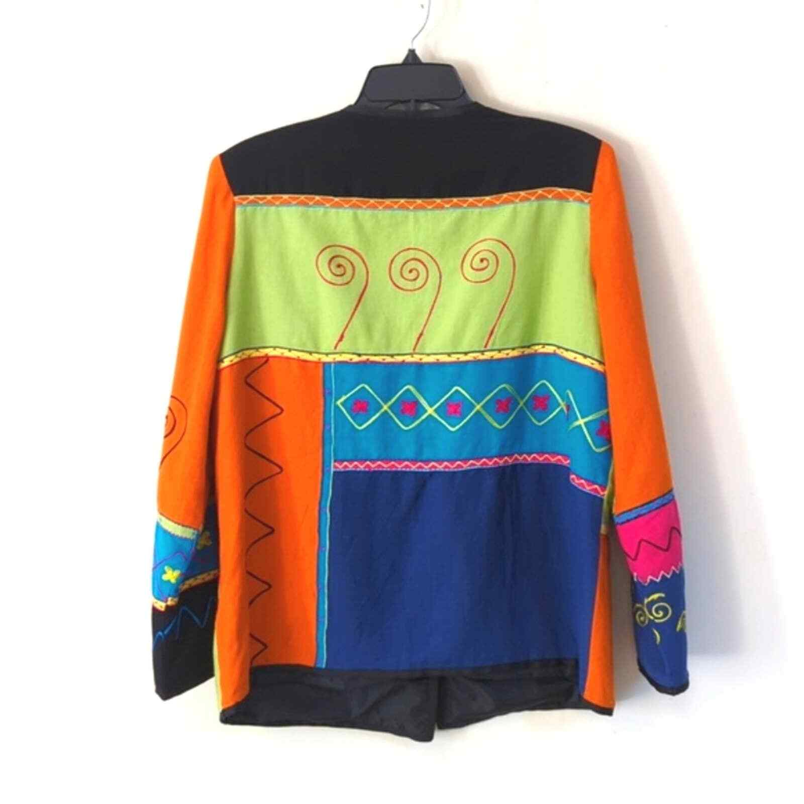 Indigo Moon Colorful Patchwork Folklore Jacket M - image 2