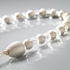 Set of Cream  Glass Effect and Silk Beaded Rope Curtain Rope Tiebacks £14.99