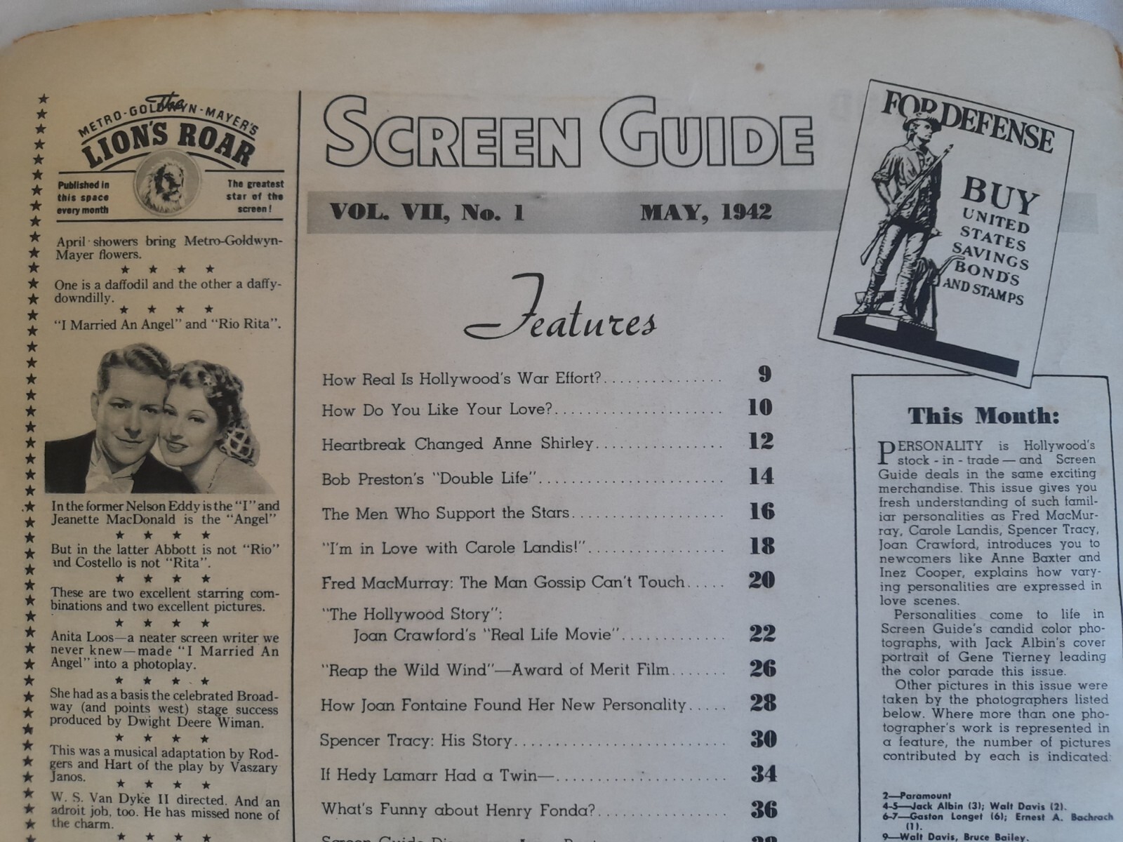 Screen Guide Magazine Screen Guide magazine, no. 1, 1942. Gene Tierney | eBay