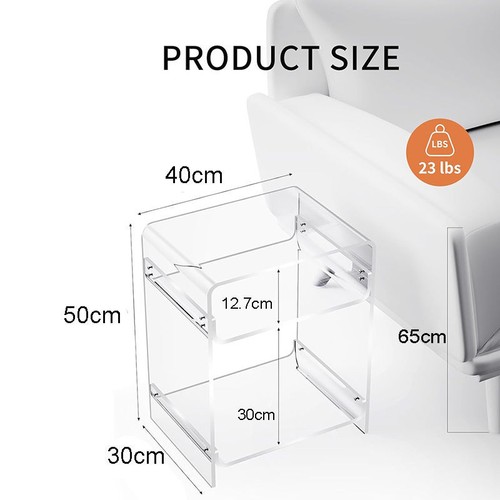 Gifts AU Clear Acrylic End Table with Storage Shelf Nightstand for Bedroom - Picture 2 of 4