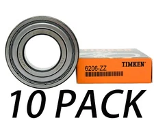 (10PACK) TIMKEN 6206-ZZ 30X62X16MM Double Metal Seal Bearings USA Brand