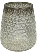 großes Windlicht Teelichthalter BAUERNSILBER orientalisch silber mit Metall H14