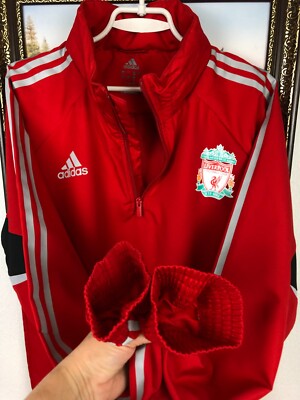 Vintage Adidas Liverpool Football Jacket Soccer Track Top Mens Red