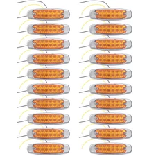 20PCS For Peterbilt Amber Side Marker Light Clearance 12-LED Truck Trailer 12V