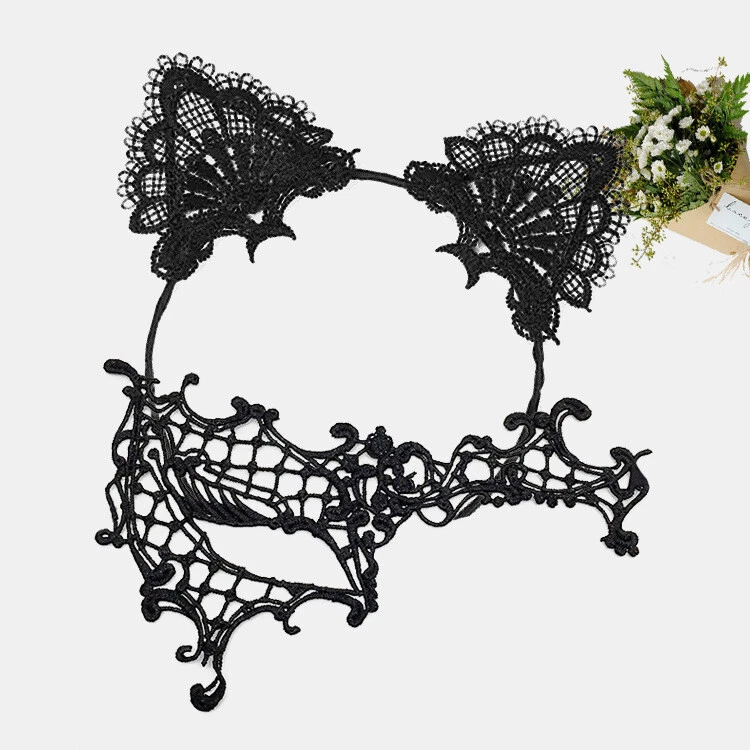 Máscara de encaje para mujer + diadema para carnaval conjunto de media cara fiesta disfraces Foto 4 de 4