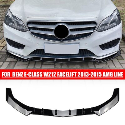 Front Bumper Spoiler Lip Cover Black For Benz E Class W212 Sport 2013-2015