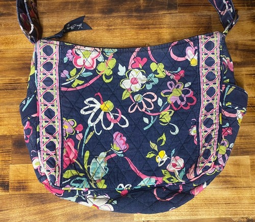 Borsa a tracolla Vera Bradley blu floreale trapuntata con tasche - Foto 3 di 10