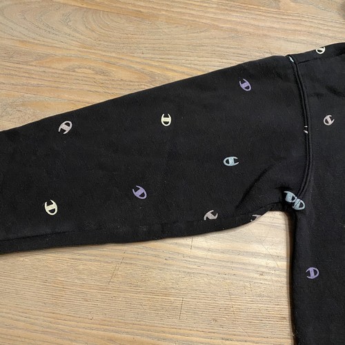 CHAMPION Black Hoodie Girls Large “Cs” All Over Print Hooded Sweatshirt CAG311 - Picture 5 of 21