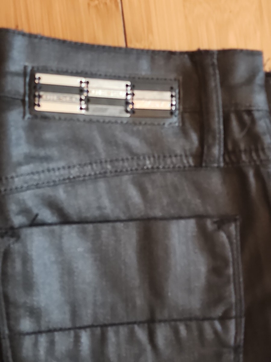 Diesel Women's Livy-Biker Jeans Size W 25 X27 Coated Black Denim