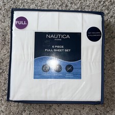 NEW Nautica Home White Microfiber Full Sheet Set-6 piece Wrinkle Resistant