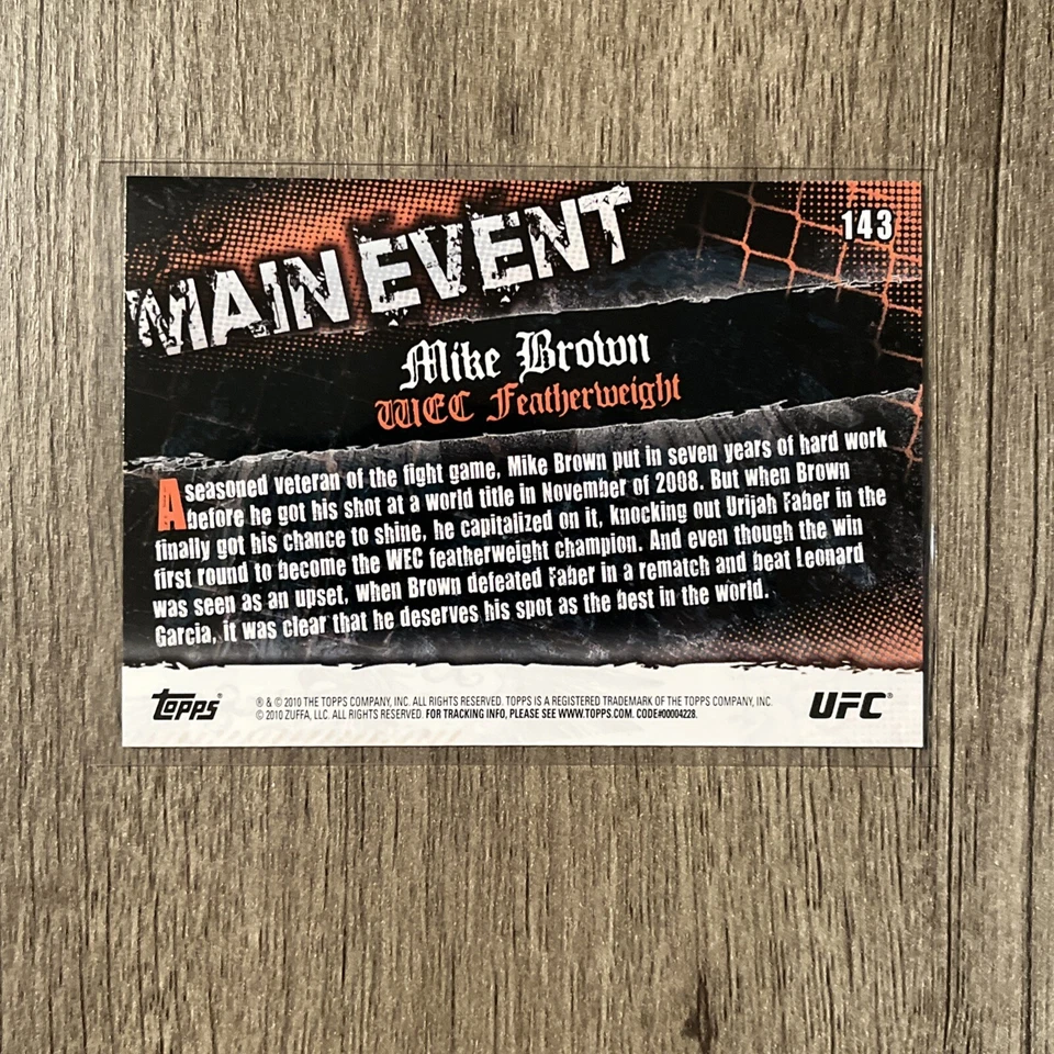 2010 Topps UFC Main Event MIKE BROWN #143 BASE WEC FIGHTER - Image 2 of 2