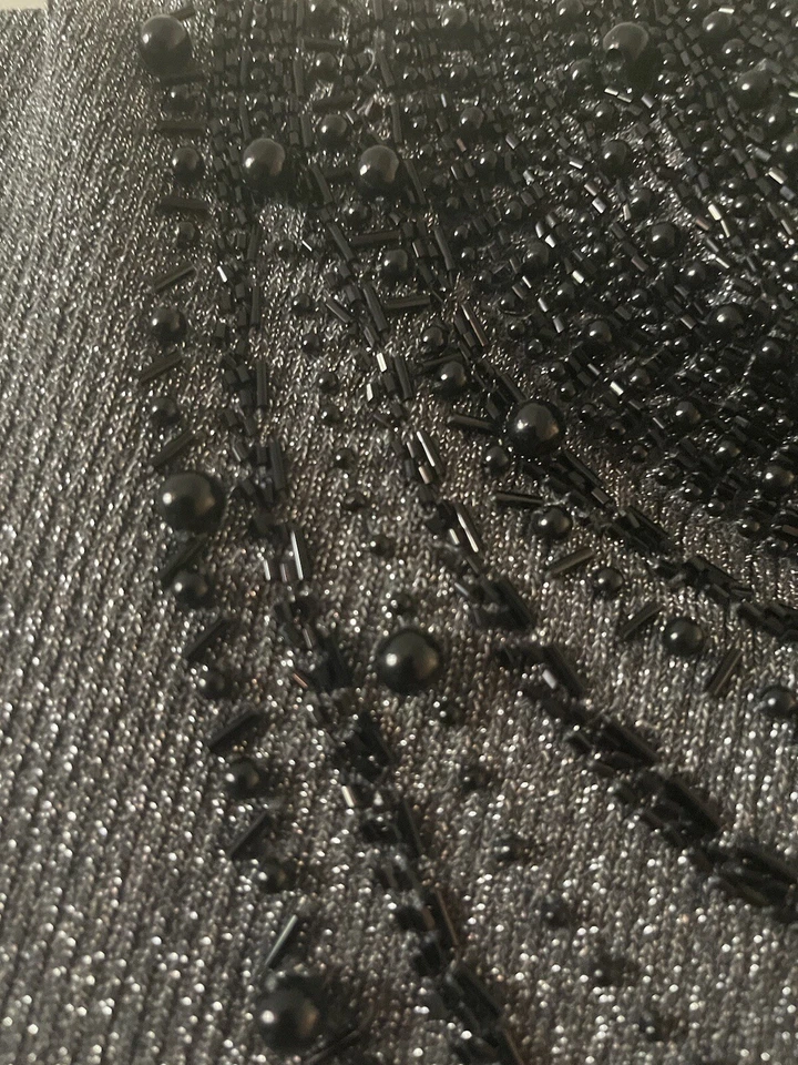 Grace Elements Beaded Neckline Blouse Top Women's XL  Silver And Black - Image 4 of 4