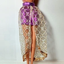 Barbie Spectra clone doll lace skirt Sears 1987 unbranded white purple gold