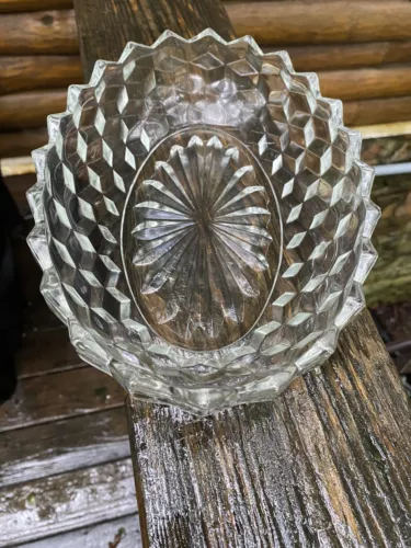 Vintage Clear Fostoria American 2056 9” Oval Vegetable Bowl