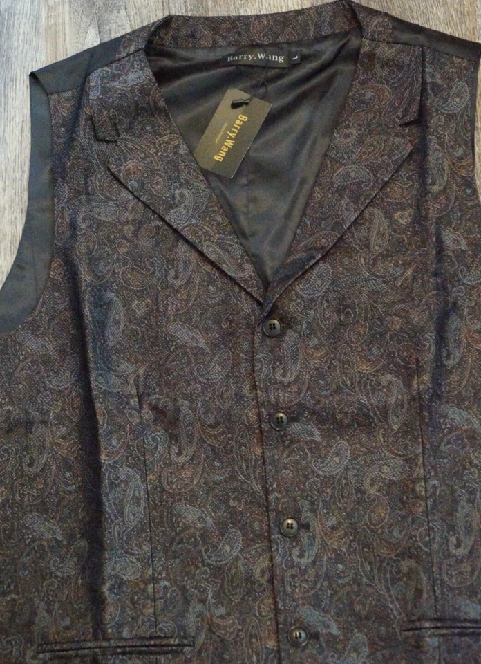 Barry Wang Vest Mens Large Multicolor Paisley Dress Tux Tuxedo Suit Formal NWT - Image 2 of 4