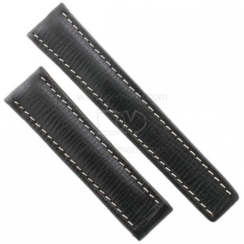 22 mm Rallye Racing Bracelet de montre noir en cuir véritable avec