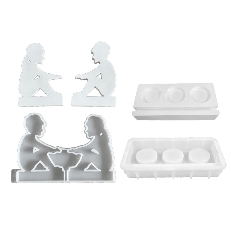 2-Piece Silicone Candle Holder Mold Set for DIY Resin Candlesticks