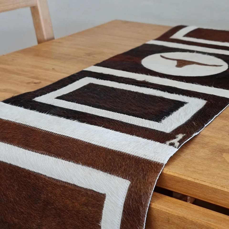 Cowhide table runner / Genuine Leather table runner / Table Top / Multi - Image 4 of 4